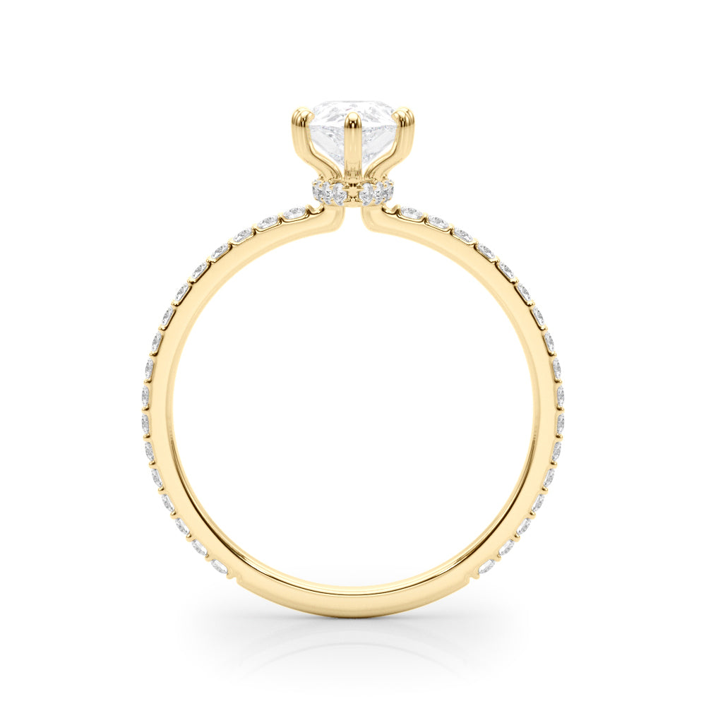 14K Yellow Gold Round Diamond Halo Ring
