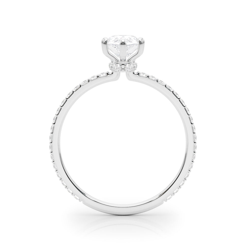 14K White Gold Diamond Halo Engagement Ring - 1/3 ctw