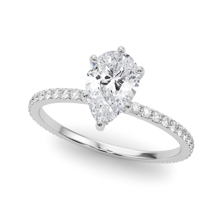 14K White Gold Diamond Halo Engagement Ring - 1/3 ctw