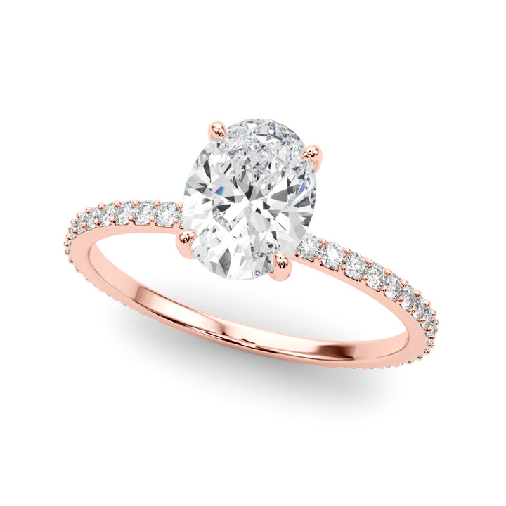 14K Rose Gold Oval Diamond Halo Engagement Ring