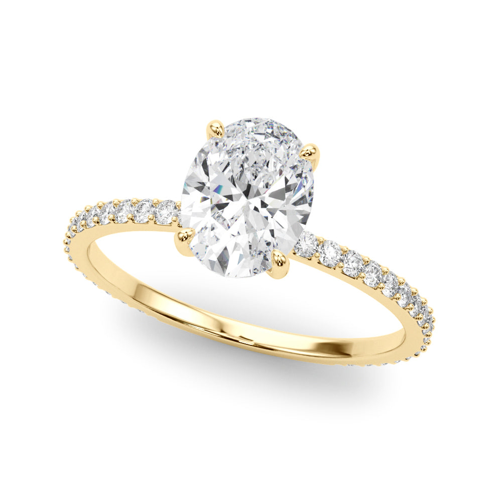 14K Yellow Gold Oval Diamond Engagement Ring with Halo