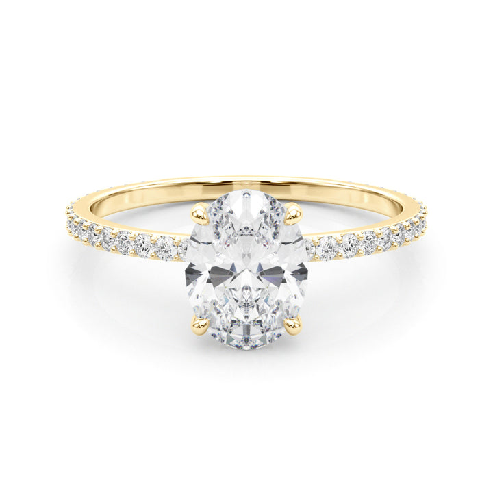 14K Yellow Gold Oval Diamond Engagement Ring with Halo