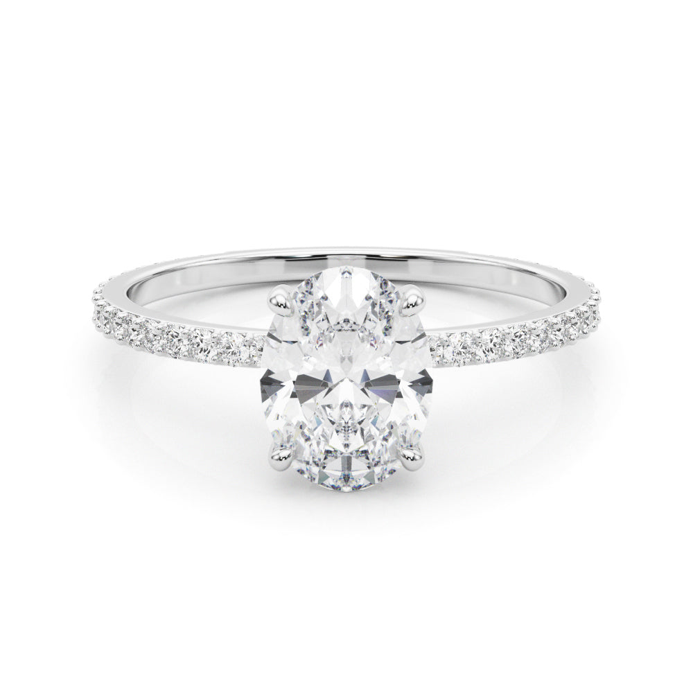 18K White Gold Diamond Oval Halo Engagement Ring