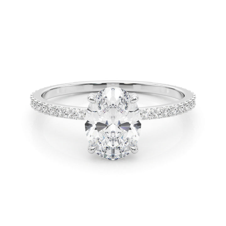 18K White Gold Diamond Oval Halo Engagement Ring