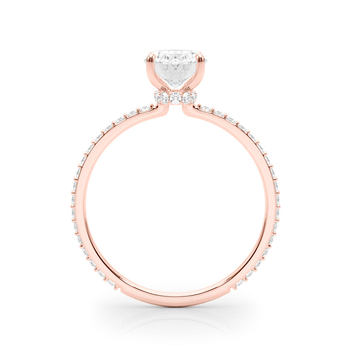 14K Rose Gold Oval Diamond Halo Engagement Ring