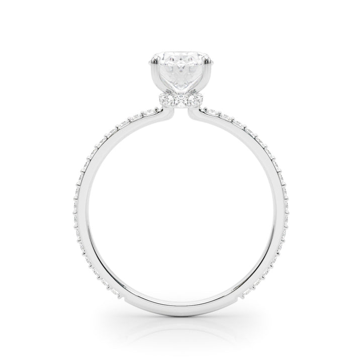14K White Gold Oval Diamond Engagement Ring with Halo
