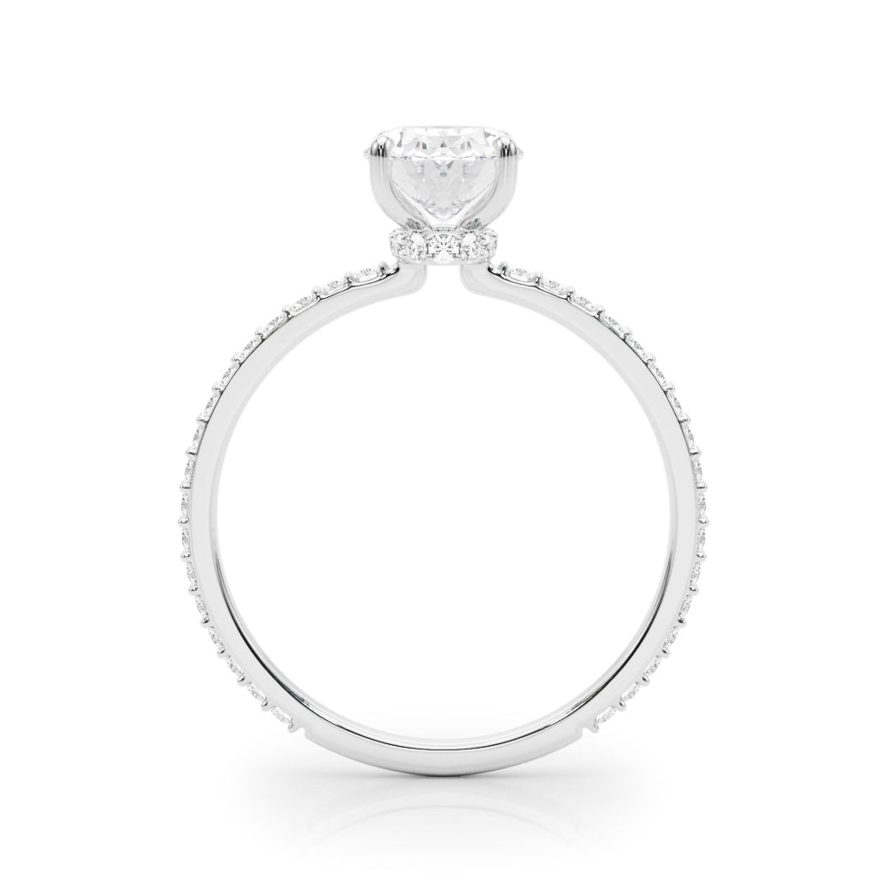Platinum Oval Diamond Halo Engagement Ring 1/3 ctw