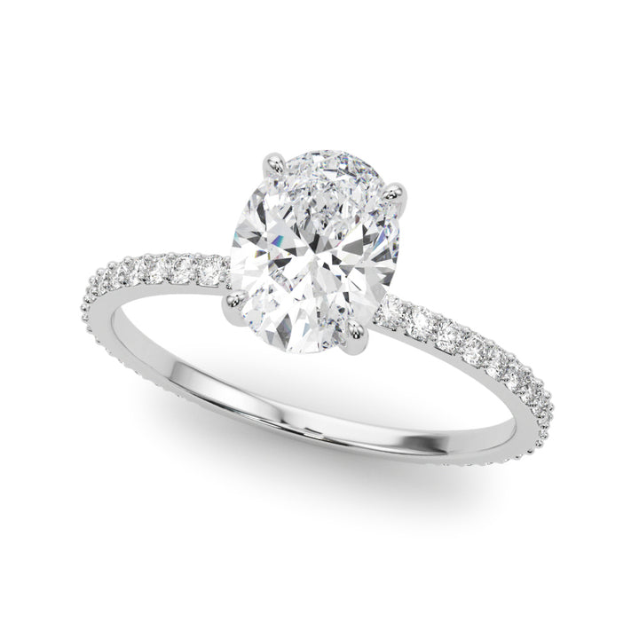 18K White Gold Diamond Oval Halo Engagement Ring
