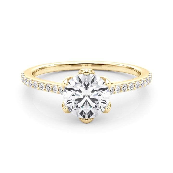 14K Yellow Gold Round Diamond Engagement Ring