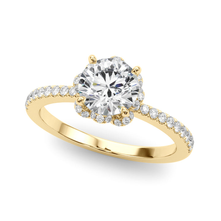 14K Yellow Gold 1 CT Diamond Halo Engagement Ring
