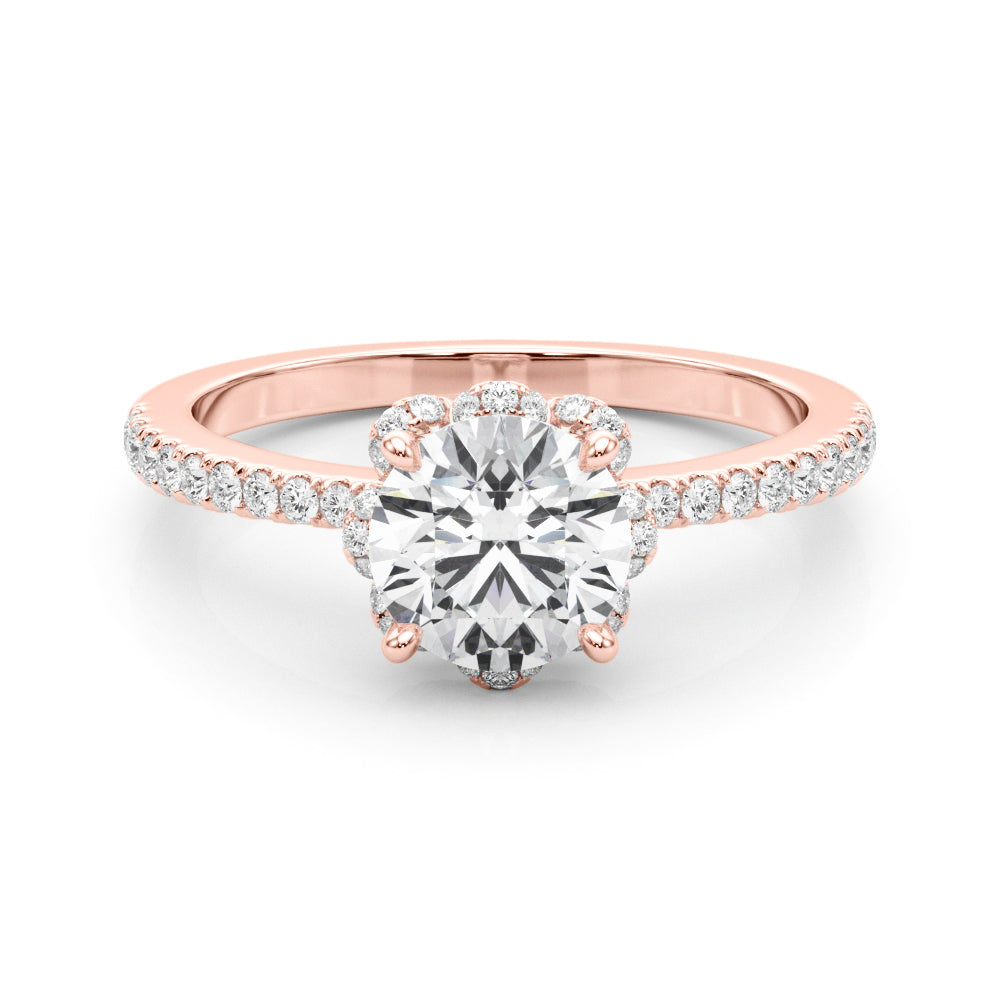 18K Rose Gold 1.25 ctw Diamond Halo Engagement Ring