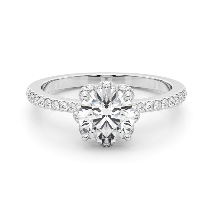 Platinum 1.25 ctw Round Diamond Halo Engagement Ring