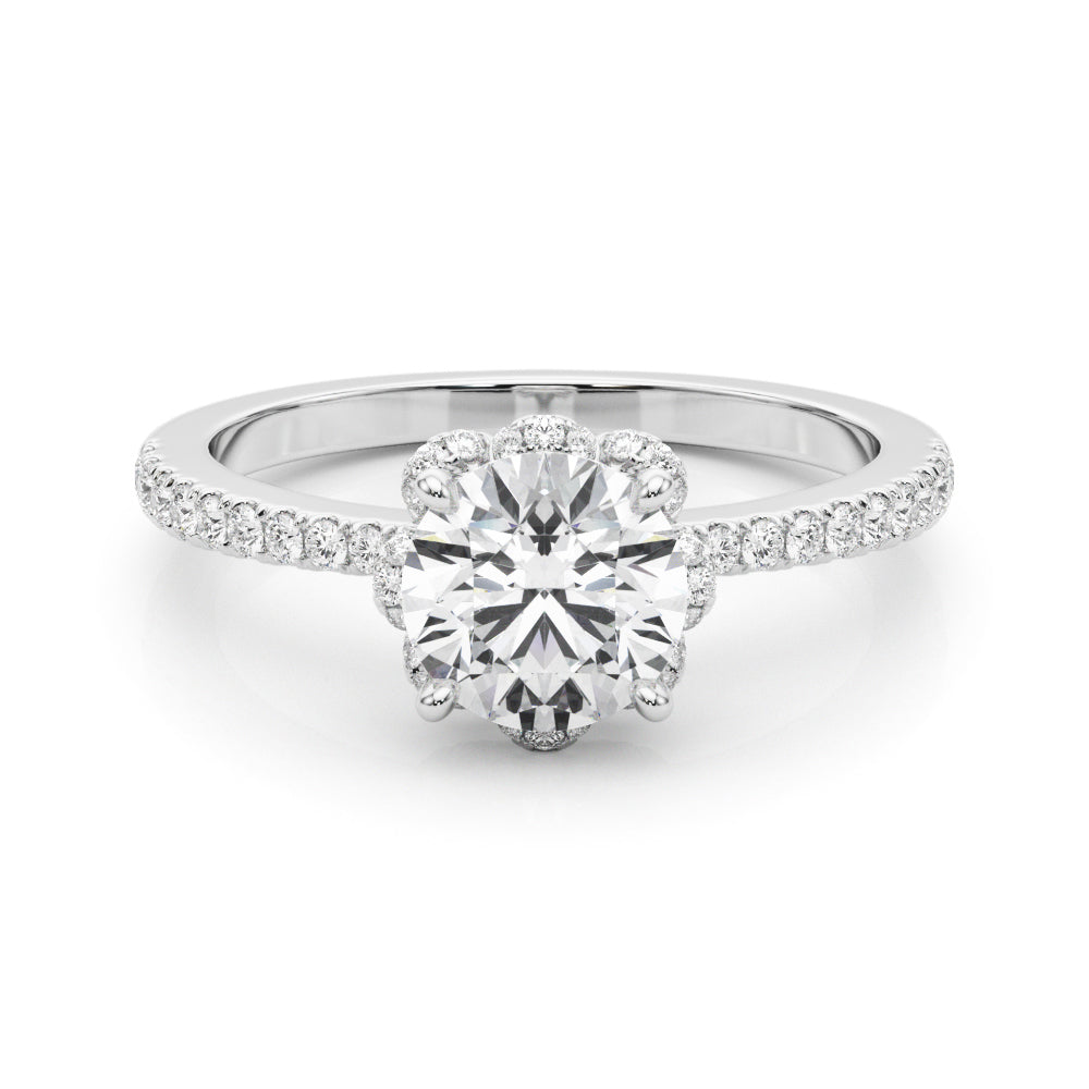18K White Gold 1.25 ctw Round Diamond Halo Ring