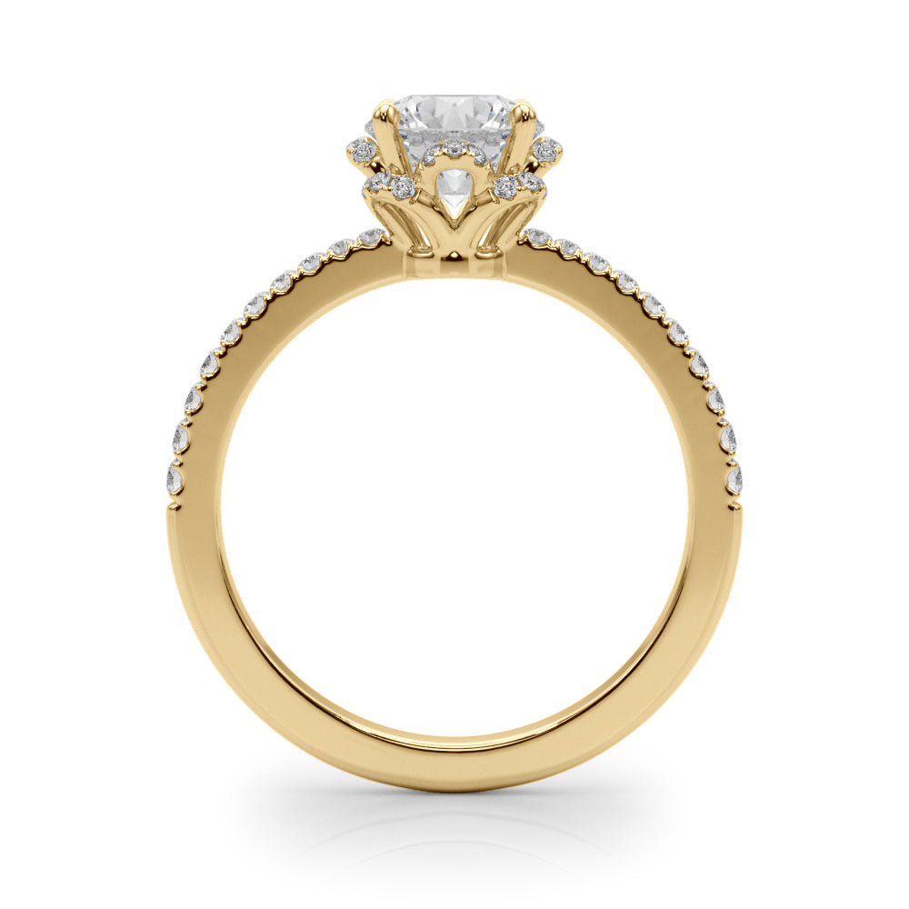 14K Yellow Gold 1 CT Diamond Halo Engagement Ring