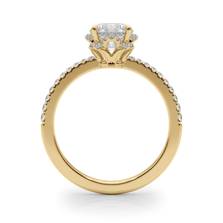 14K Yellow Gold 1 CT Diamond Halo Engagement Ring
