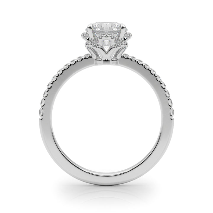 Platinum 1.25 ctw Round Diamond Halo Engagement Ring