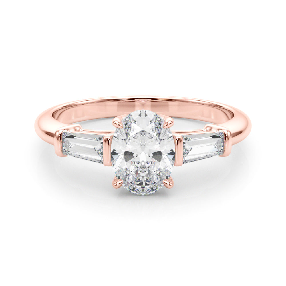 18K Rose Gold Oval Diamond Engagement Ring