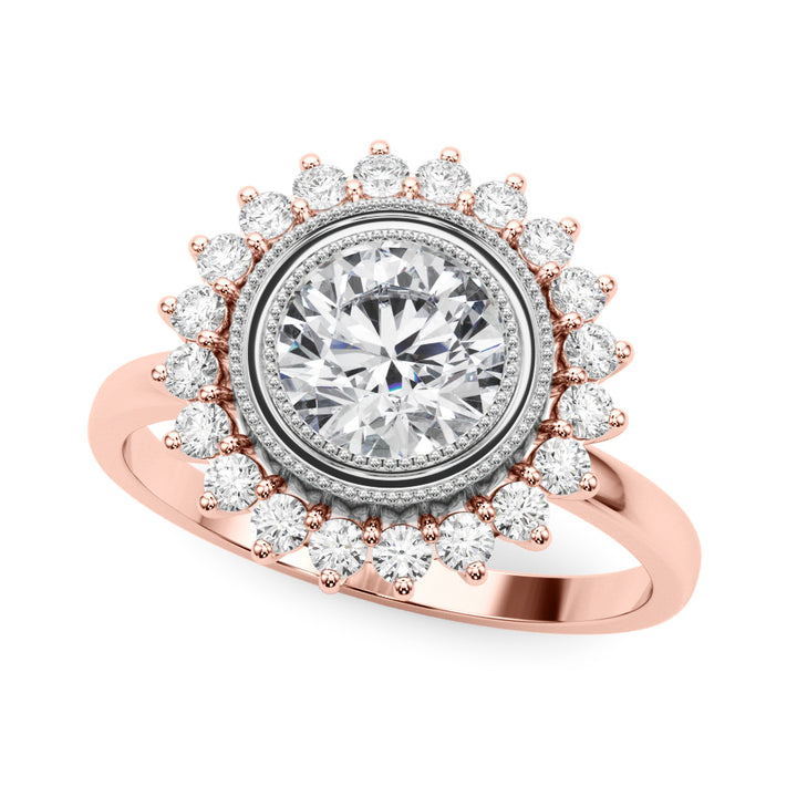 18K Rose Gold 1.33ctw Diamond Halo Engagement Ring