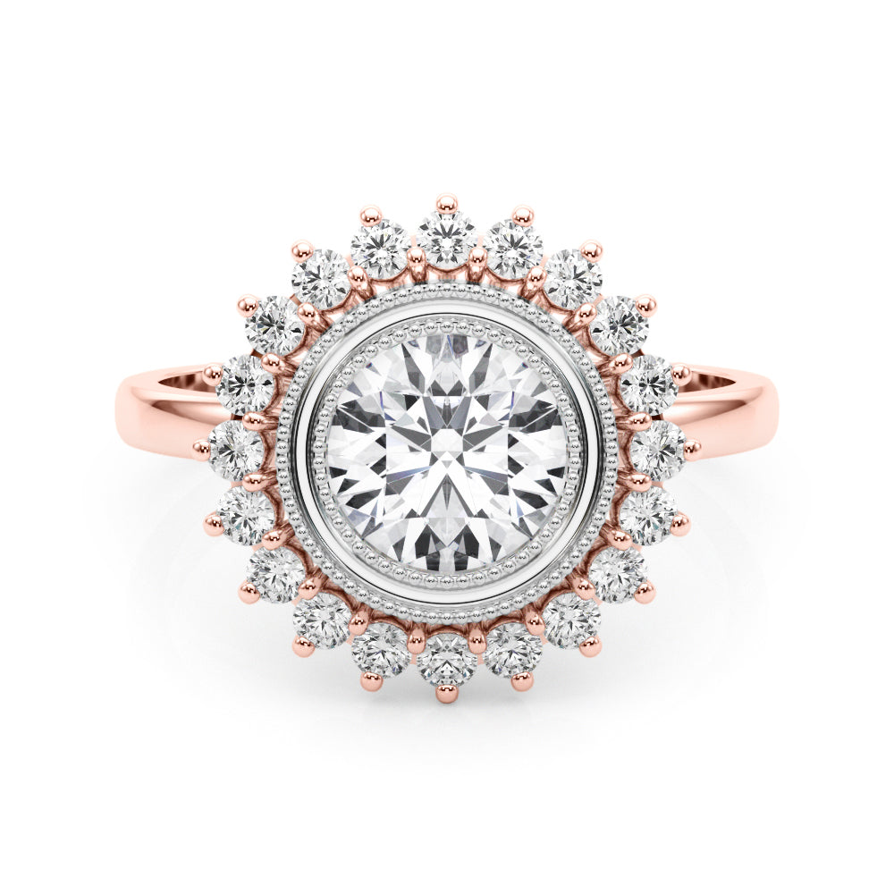 18K Rose Gold 1.33ctw Diamond Halo Engagement Ring