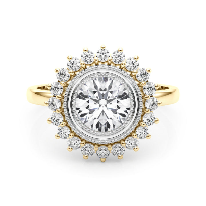 18K Yellow Gold 1.33ctw Round Diamond Halo Ring