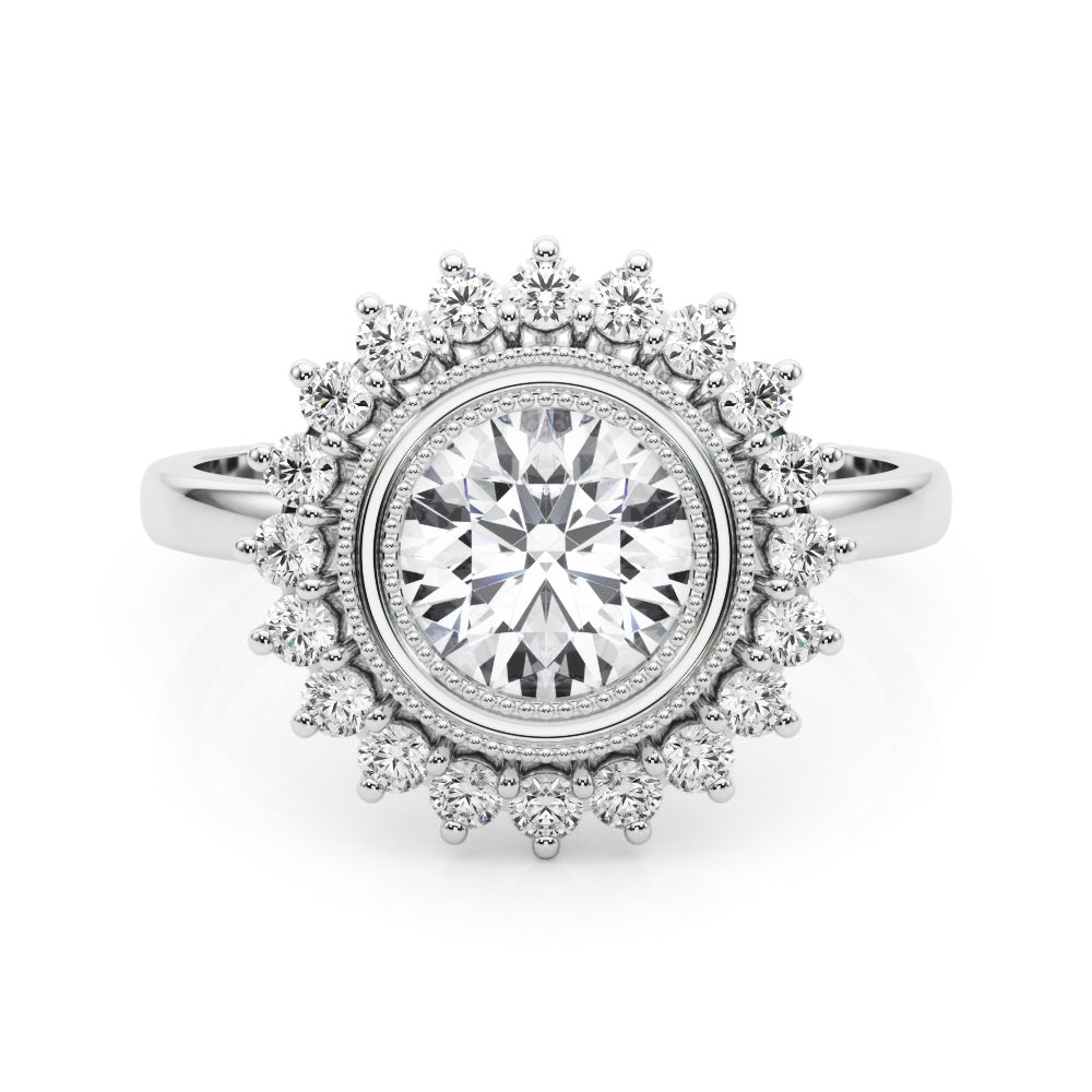 Platinum 1.33ctw Round Diamond Halo Engagement Ring