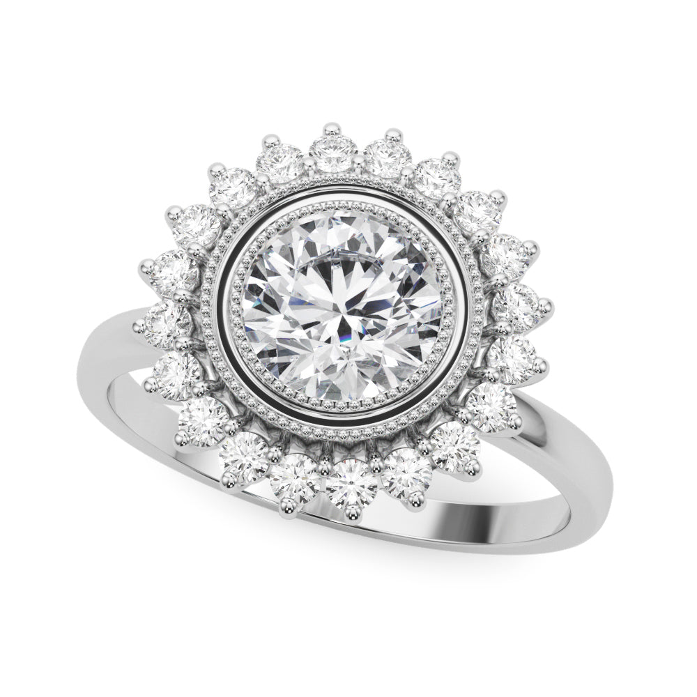 14K White Gold 1.33ctw Diamond Halo Engagement Ring