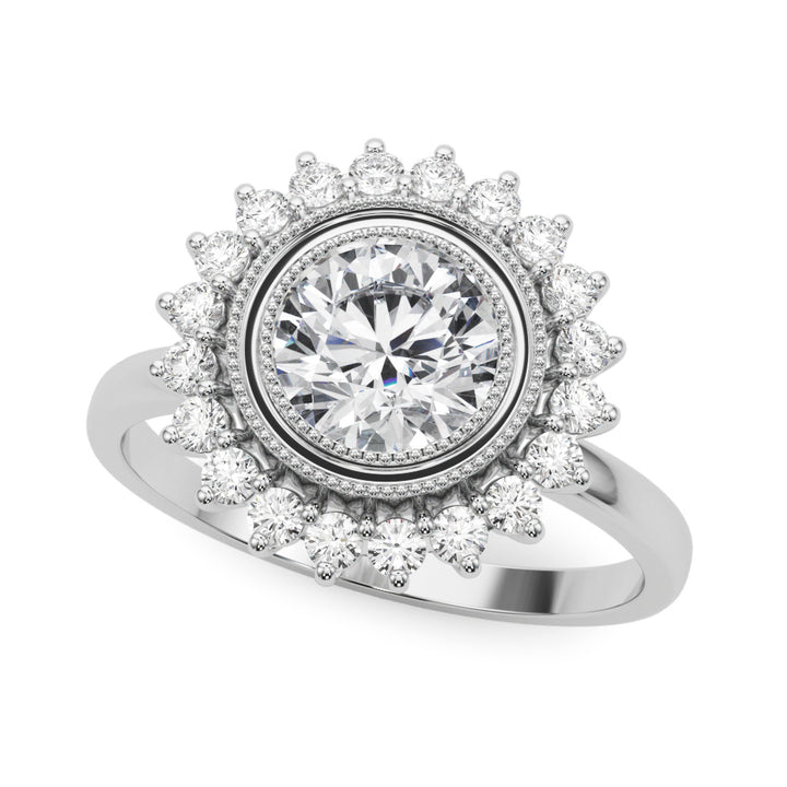 14K White Gold 1.33ctw Diamond Halo Engagement Ring