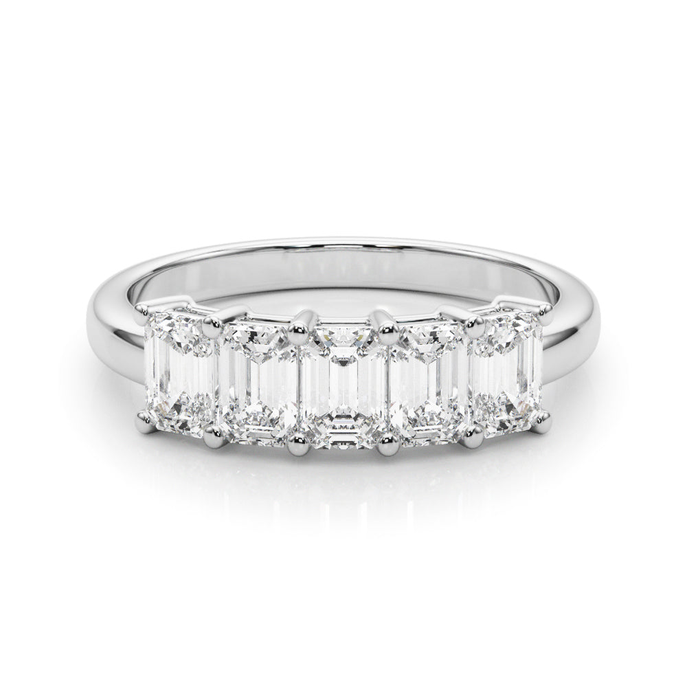 18K White Gold Multi-Stone Emerald Diamond Ring