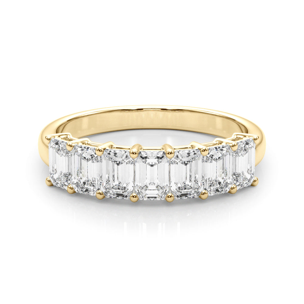 14K Yellow Gold Emerald Diamond Wedding Ring