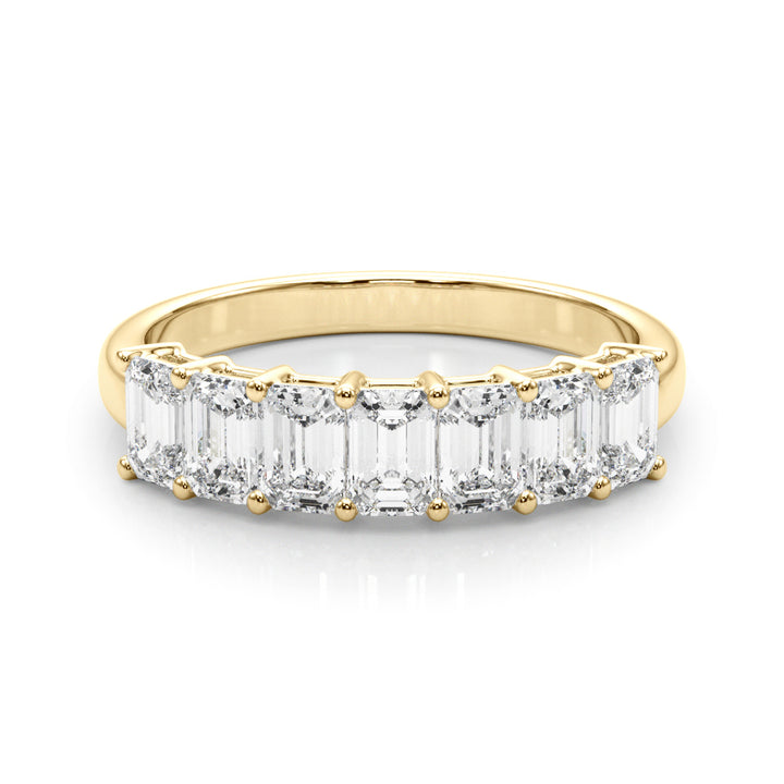 14K Yellow Gold Emerald Diamond Wedding Ring