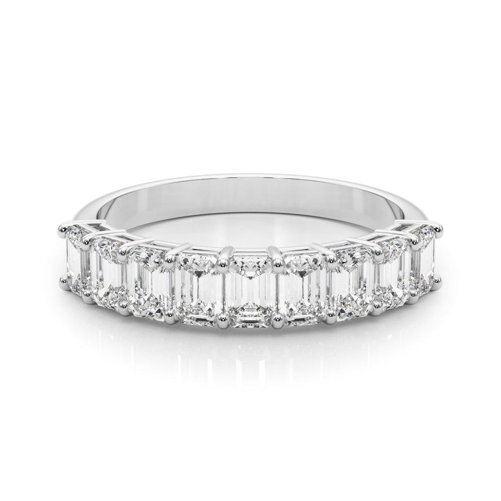 Platinum White Emerald Diamond Engagement Ring