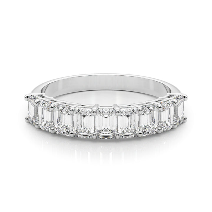 14K White Gold Multi-Diamond Emerald Ring