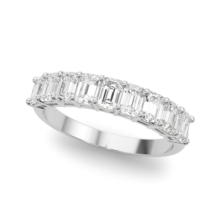 14K White Gold Multi-Diamond Emerald Ring