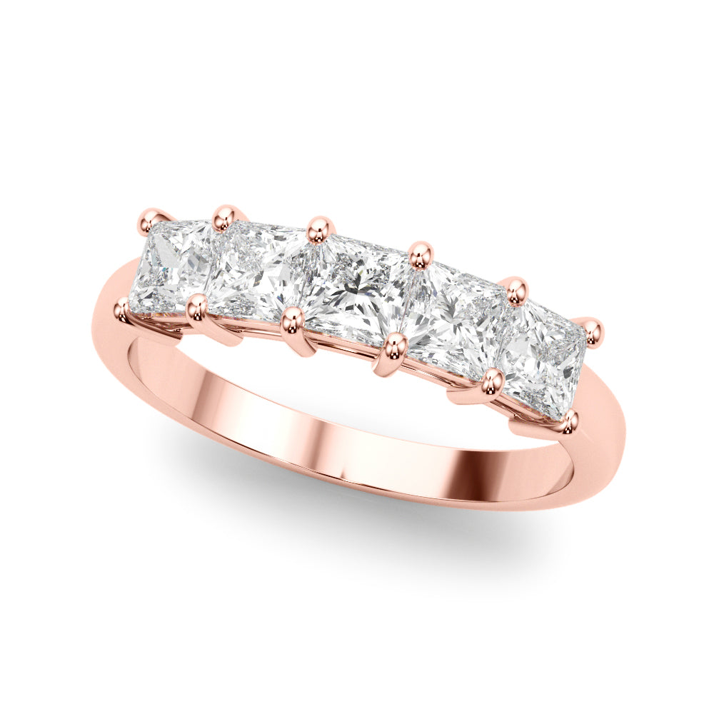 18K Rose Gold Square Diamond Wedding Ring