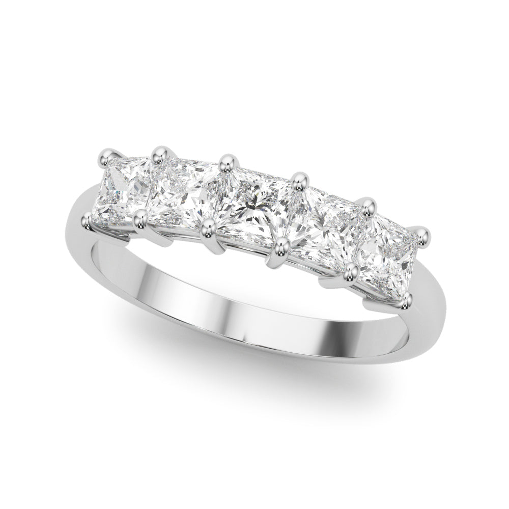 18K White Gold Square Diamond Wedding Ring