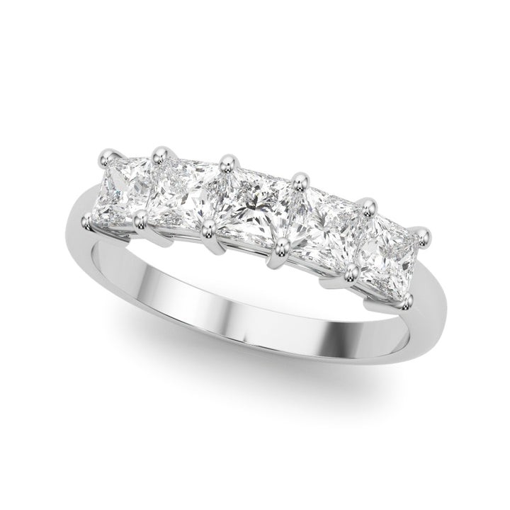 14K White Gold Square Diamond Wedding Ring