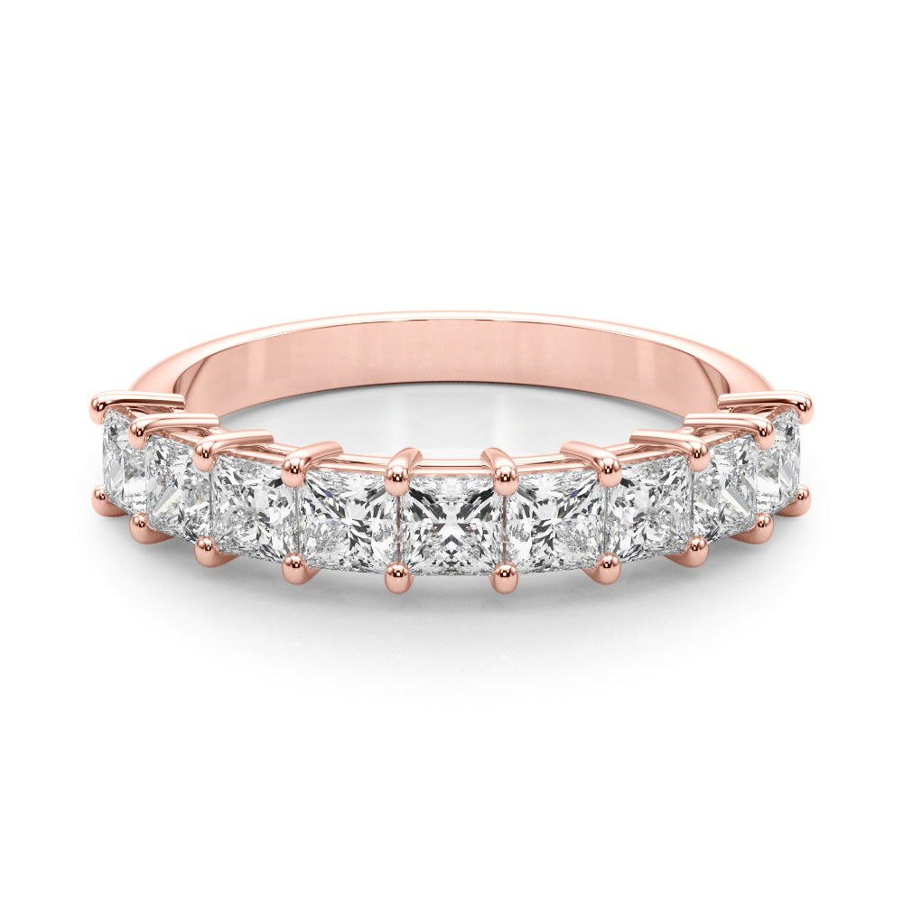 18K Rose Gold Square Diamond Wedding Ring