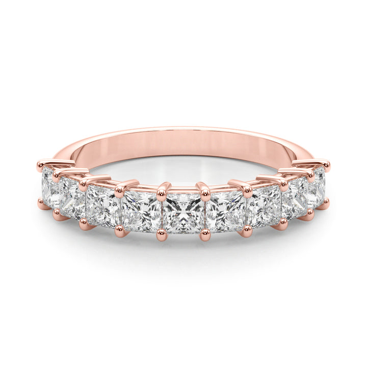 18K Rose Gold Square Diamond Wedding Ring