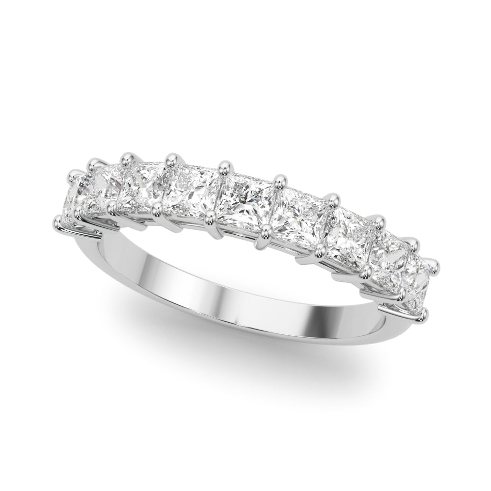 14K White Gold Square Diamond Wedding Ring