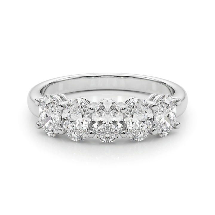 Platinum White Diamond Oval Wedding Ring