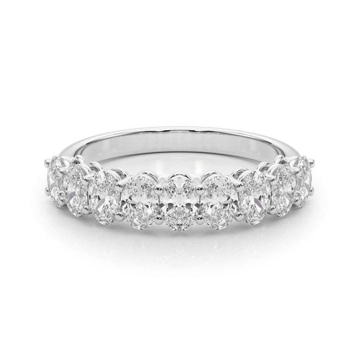 14K White Gold Oval Diamond Wedding Ring
