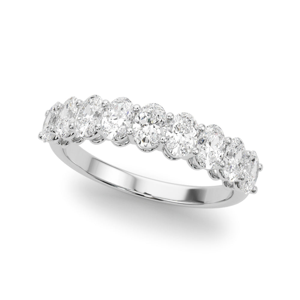 14K White Gold Oval Diamond Wedding Ring