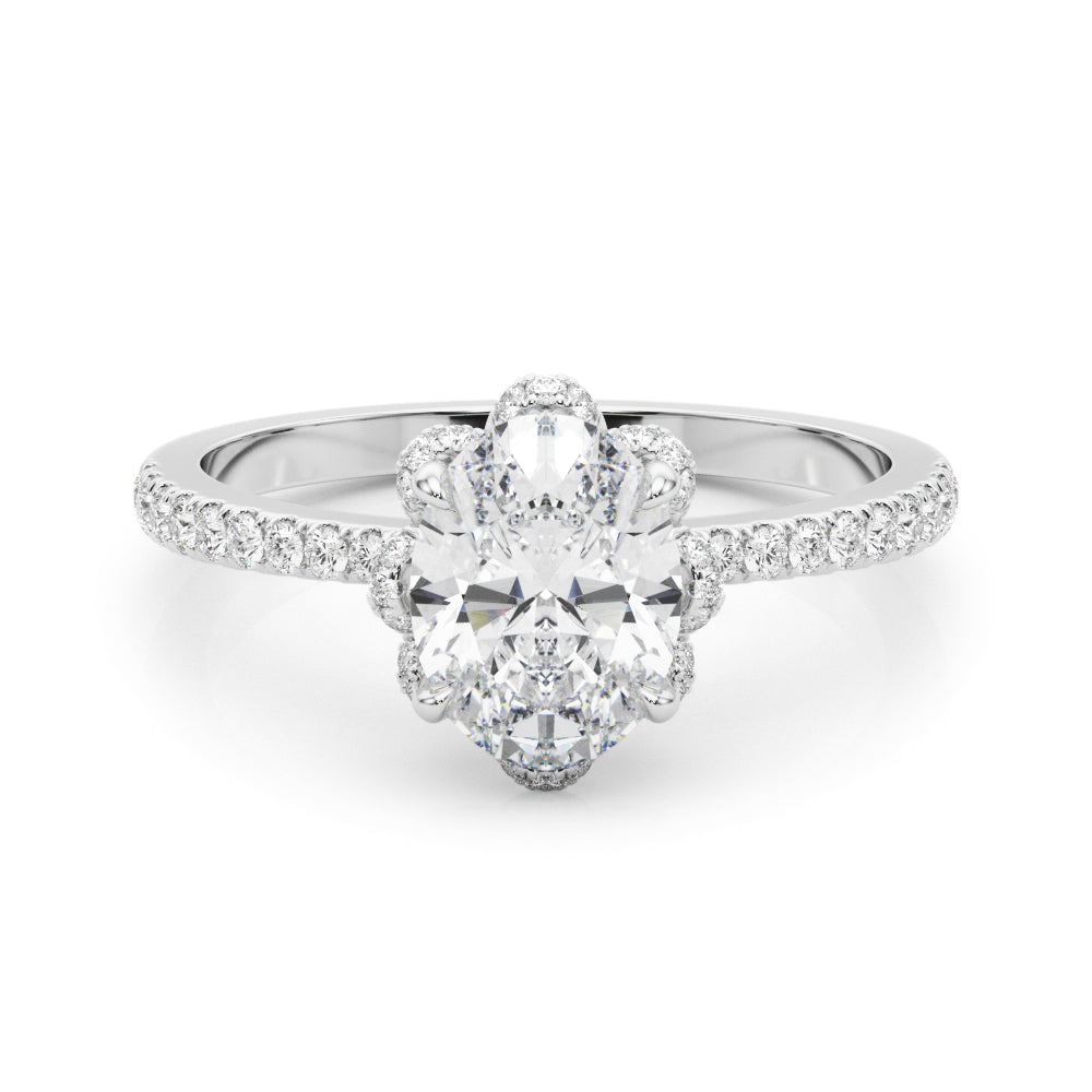 18K White Gold 0.5ctw Oval Diamond Halo Ring