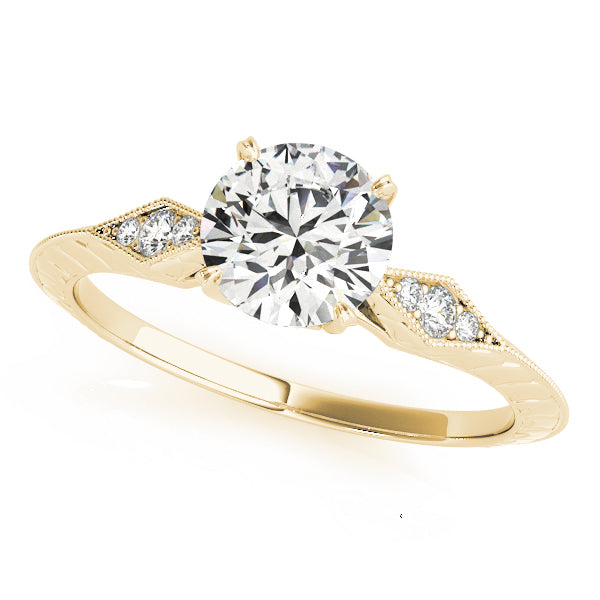 Contemporary Round Cathedral Milgrain Diamond Engagement Ring