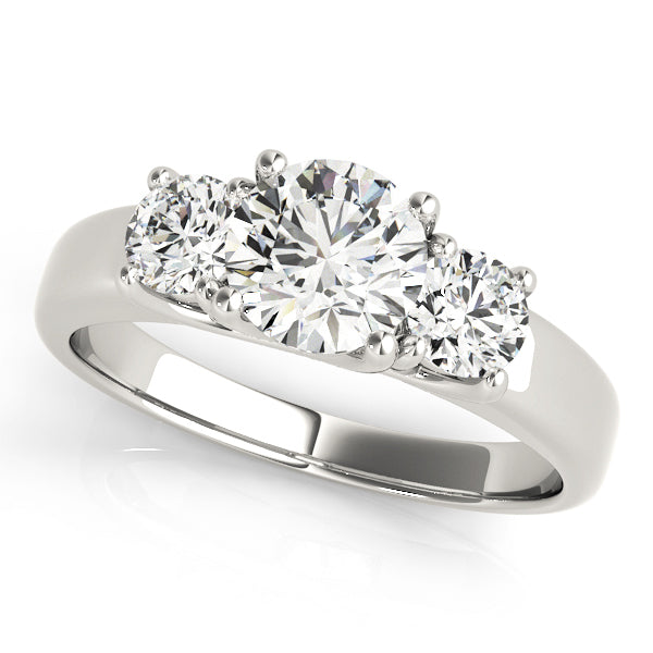 Round Three-Stone Diamond Trellis Solitaire Engagement Ring