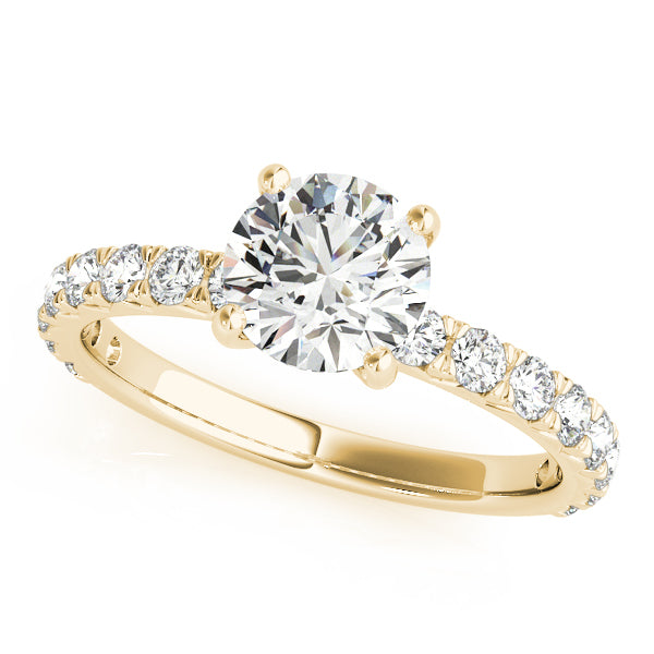 High-Set Round 4-Prong Pave Diamond Engagement Ring