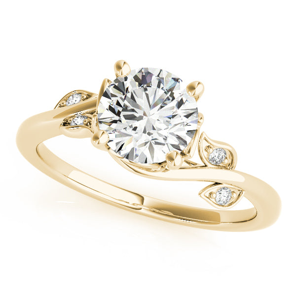 Nature-Inspired Round Diamond Solitaire with Rose Petals Engagement Ring