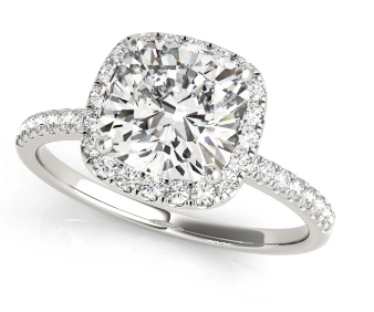 1ct Cushion Halo Pave Diamond Engagement Ring