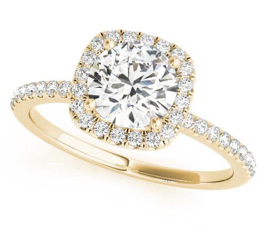 1ct Cushion Halo Pave Diamond Engagement Ring