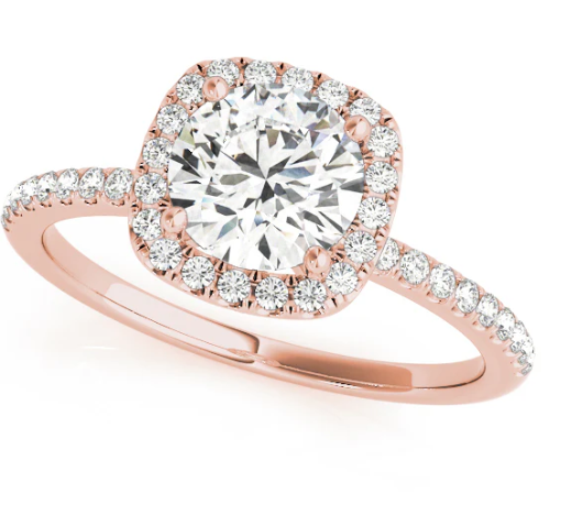 1ct Cushion Halo Pave Diamond Engagement Ring